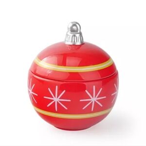 Ceramic Ornament cookies Container red.